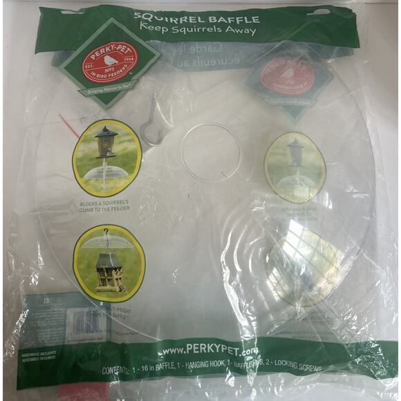 Perky-Pet Other - PERKY PET TRANSPARENT Squirrel BAFFLE 16-Inch Keep Squirrels Away